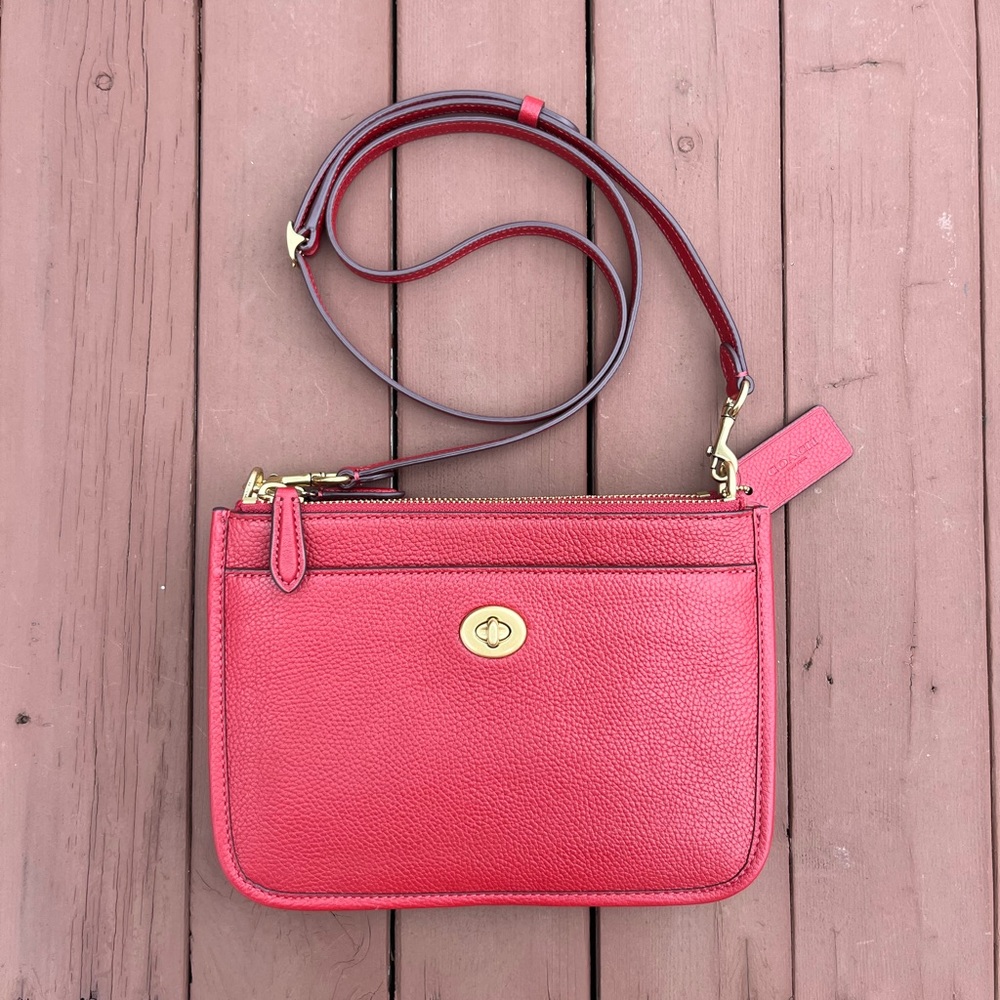 Coach Slim Turnlock Crossbody, Brick Red!